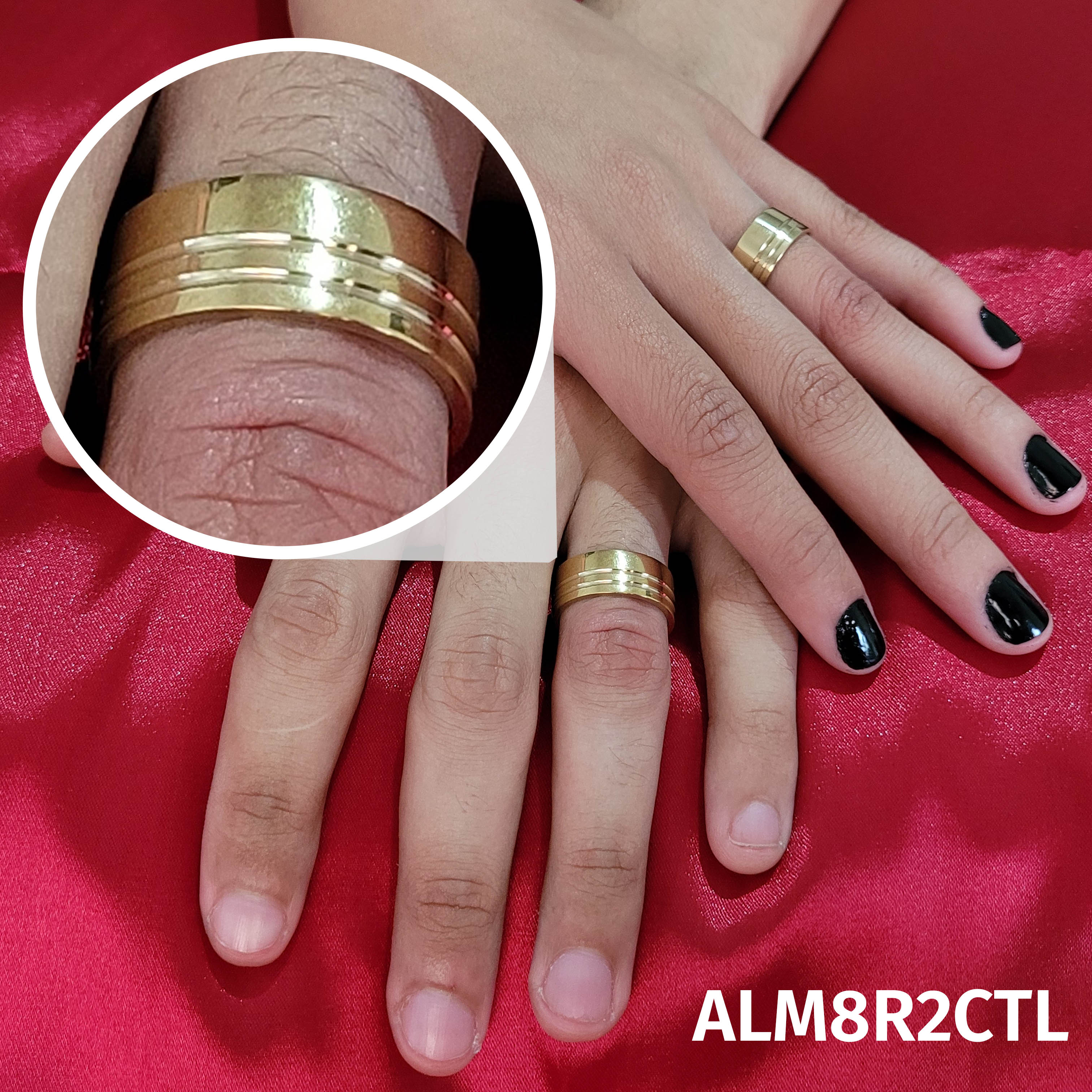 Aliança de Moeda Antiga 8mm Reta Duas Canaletas Torno Laterais com forro de prata - ALM8R2CTL