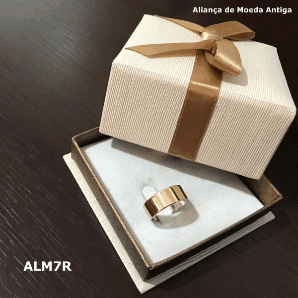 Aliança de Moeda Antiga Reta 7MM com Revestimento em Prata – ALM7R