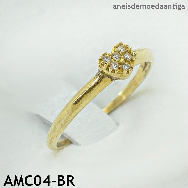 Anel de Moeda Antiga Coração com Zircônias – AMC04-BR